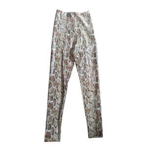 New Commando Faux Leather Animal Leggings High Rise Cocoa Python Size Medium